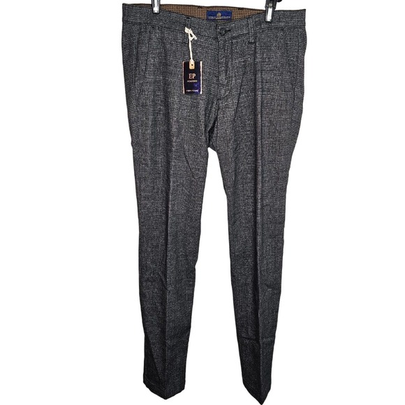 Eredi Pisano Academy Dress Pants Size 46EU 30US Slim Fit Black White Heather New - Picture 1 of 7